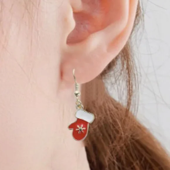 Geometric Christmas Earrings - Picture 2 of 3